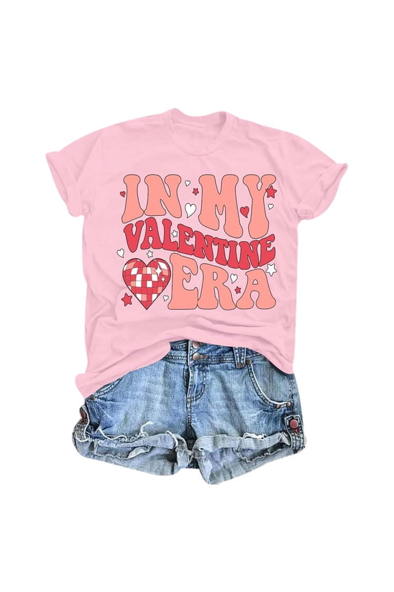 Valentines Shirts for Women Leopard Plaid Love Heart Graphic T Shirt Heart Tees Top for Her Pink XL