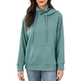 thumbnail image 1 of ZHOUCHANKIDS Weekend Casual Women's Hoodie Women's Hoodies & Sweatshirts Funnel Neck Long Sleeve Hoodie With Pocket Casual Pullover Designed for Autumn and Winter Green L, 1 of 7