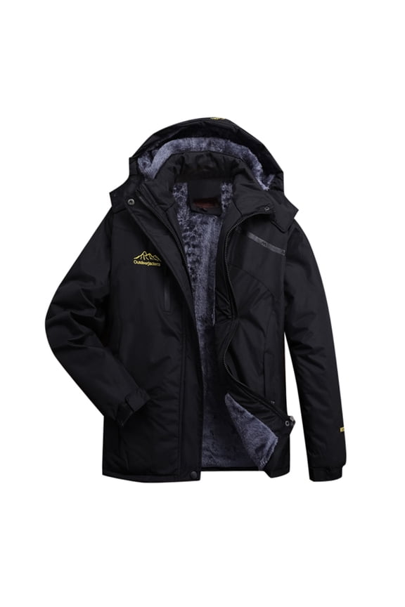 Winter Ski Jacket Waterproof Snow Coats Snowboard Lining Jacket Warm Parka with Hooded Black XXL