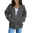thumbnail image 1 of ZHOUCHANKIDS Women Fashion Solid Loose Hooded Zipper Hoodie Long Sleeve Casual Jacket with Pockets GY2 M, 1 of 5