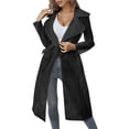 thumbnail image 1 of ZHOUCHANKIDS Women Longline Trench Coat Sheer Mesh Sleeve Buttoned CoatTransparent Jacket Coat with Belt Black M, 1 of 9