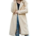 thumbnail image 1 of ZHOUCHANKIDS Women Warm Winter Outwear Jackets Plush Teddy Coat Fuzzy Lapel Open Front Long Cardigan Coat Khaki L, 1 of 5