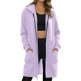 thumbnail image 1 of ZHOUCHANKIDS Women Zip Up Hoodies Long Sleeve Fall Hooded Lightweight Tunic Sweatshirt Oversize Fleece Jacket with Pockets Light Purple XXXXXL, 1 of 4