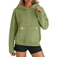 thumbnail image 1 of ZHOUCHANKIDS Women's Casual Solid Color Hooded Sweatshirt with Pocket Drawing Comfortable Pullover Hoodie Crop Tops for Everyday Wear Green, 1 of 6
