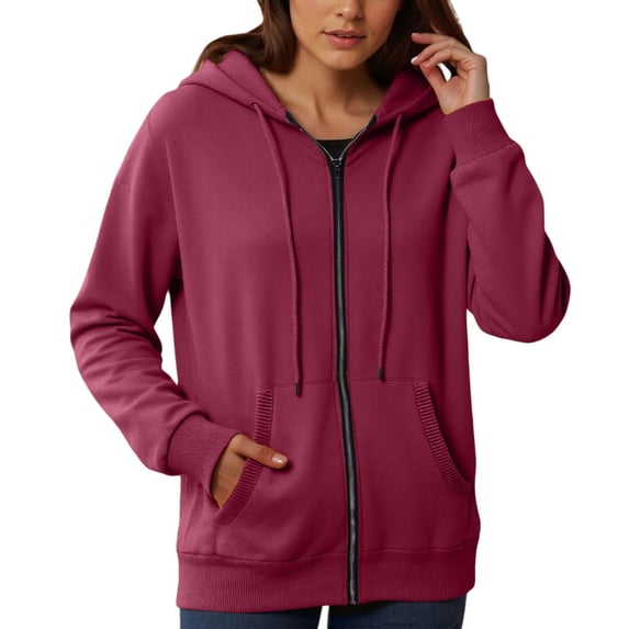 ZHOUCHANKIDS Women's Casual Zipper Hoodie - Long Sleeve Solid Color Hooded Sweatshirt Sweater Cardigan with Pockets for Everyday Wear