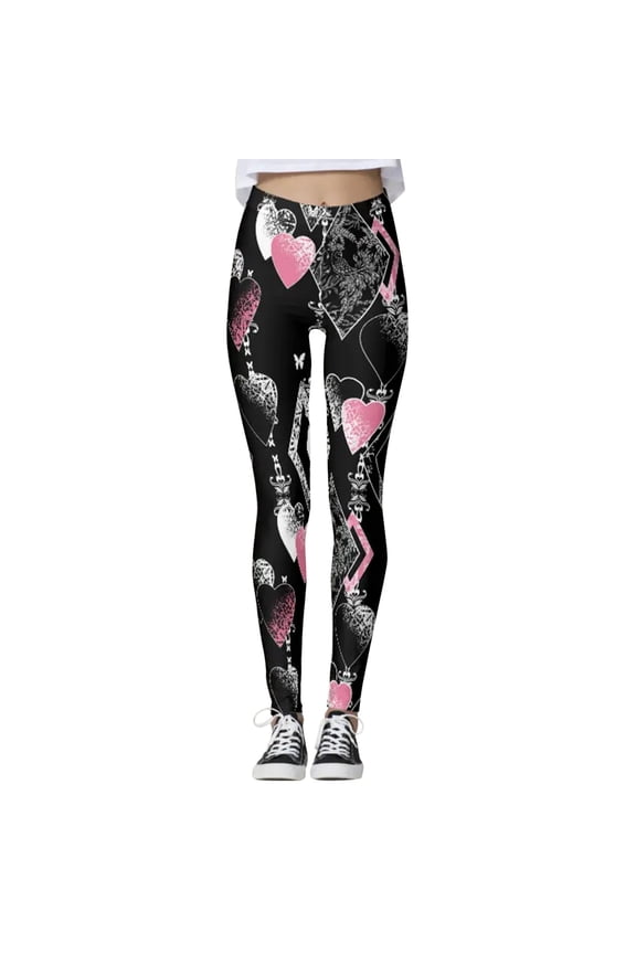 Women's Custom Printed Leggings for Valentine's Day Running and Yoga Workouts C M