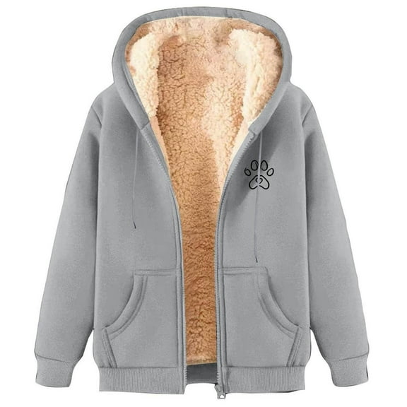 ZHOUCHANKIDS Women's Fleece Lined Zip Up Hoodie Jacket Cozy Warm Sweatshirt Coat(No Pilling,No Fade for Long-Lasting Wear) Light Gray M