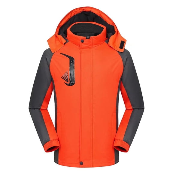 ZHOUCHANKIDS Women's Insulated Ski Jacket with Hood All-Weather Windproof Winter Coat for Outdoor Activities Orange L
