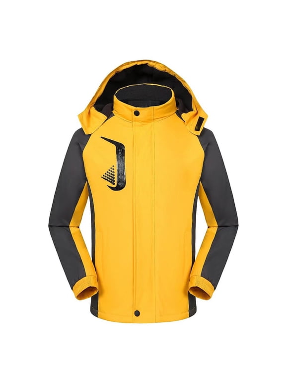 Women's Insulated Ski Jacket with Hood All-Weather Windproof Winter Coat for Outdoor Activities Yellow XXL