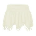 thumbnail image 1 of ZHOUCHANKIDS Women's Lace Short Skirt Sexy Y2K Solid Low Waist Patchwork Flowy Ruffle Pleated Mini Skirts Streetwear White M, 1 of 3