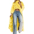 thumbnail image 1 of ZHOUCHANKIDS Women's Lace Top Short Front and Long Back Elegant Shirt Long Sleeve Asymmetrical High Low Dress Cover-Up Yellow XXXL, 1 of 5