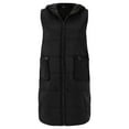 thumbnail image 1 of ZHOUCHANKIDS Women's Long Quilted Puffer Vest Sleeveless Hooded Button Down Padded Coats Jacket Outerwear with Pockets Black XXL, 1 of 7