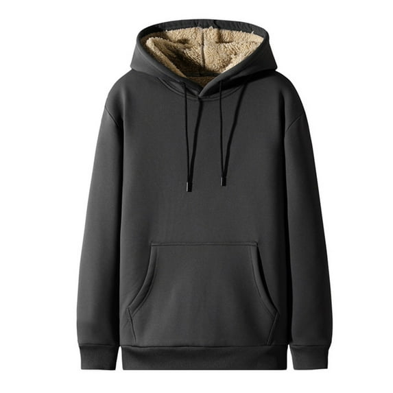 ZHOUCHANKIDS Women's Loose Drop Shoulder Hoodie - Sherpa Lined Casual Pullover Sweatshirt with Kangaroo Pocket Dark Gray