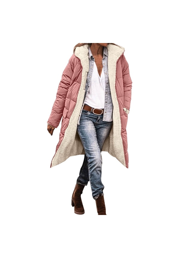 Women's Reversible Jacket Fashion Casual Zip Up Hooded Outerwear Winter Warm Teddy Coat With Pockets Red XXL