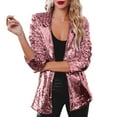 thumbnail image 1 of ZHOUCHANKIDS Women's Sequin Jackets Open Front Blazer Jacket Casual Long Sleeve Sparkly Cardigan Coat Hot Pink XXL, 1 of 9