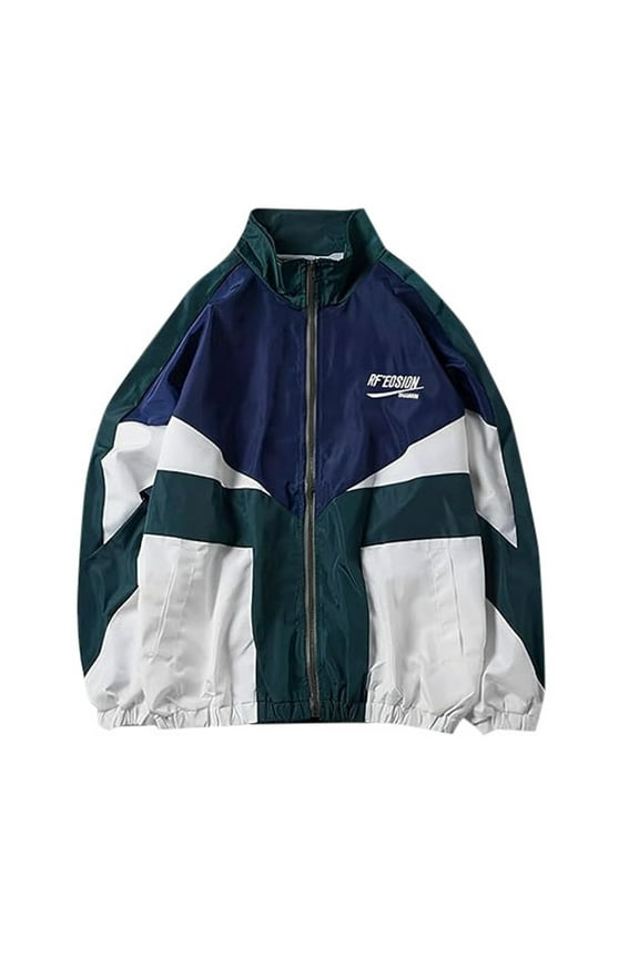 Women's Y2k Jacket Zip Up Lightweight Windbreaker Jacket Varsity Oversized Sport Jacket Y2k Clothing 90s Jacket Green XXL