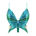 thumbnail image 1 of ZHOUCHANKIDS Womens Glitter Sequin Butterfly Crop Top Low-Cut Tank Top Rave Tube Vest Top for Belly Dance Outfits Sky Blue Multicolor One Size, 1 of 7