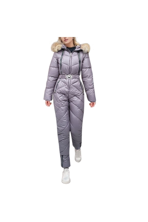 Womens Onesie Ski Suit Winter Outdoor Sports Waterproof Snowsuit Jumpsuits Jacket Purple M
