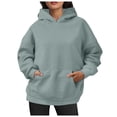 thumbnail image 1 of ZHOUCHANKIDS Womens Oversized Sweatshirts Pullover Hoodies Artificial Short Velvet Sweaters Long Sleeve with Pockets Winter Fall Outfits Clothes Army Green, 1 of 5