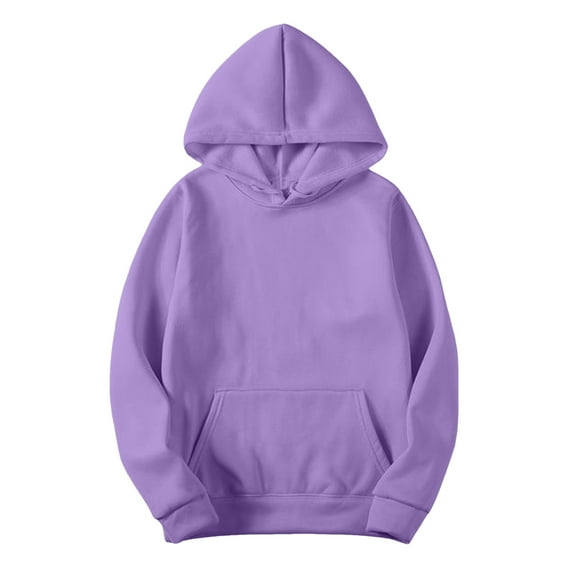 ZHOUCHANKIDS Womens Slim Fit Pullover Hoodie Soft Velvet Long Sleeve Sweatshirt With Pockets Cozy Fall Winter Fashion Outerwear Purple L