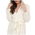 thumbnail image 1 of ZHOUCHANKIDS Womens Twist Robes, Hooded Soft Warm Bath Robe for Womens Fuzzy Bathrobe for Gifts White S, 1 of 8