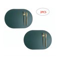 ZHOUJIA 2Pcs Leather Dining Table Oval Placemats Kitchen NonSlip Green