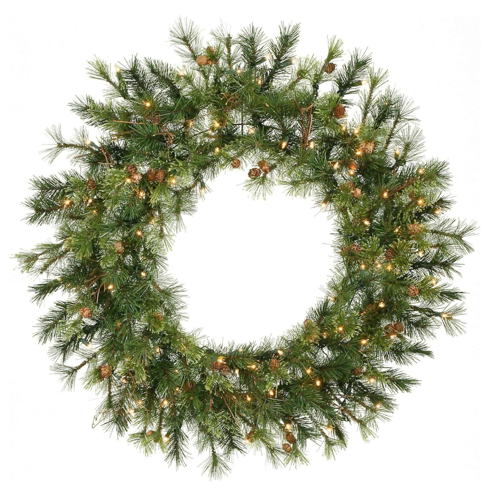 36" Green Pine Artificial Christmas Wreath with Clear Lights
