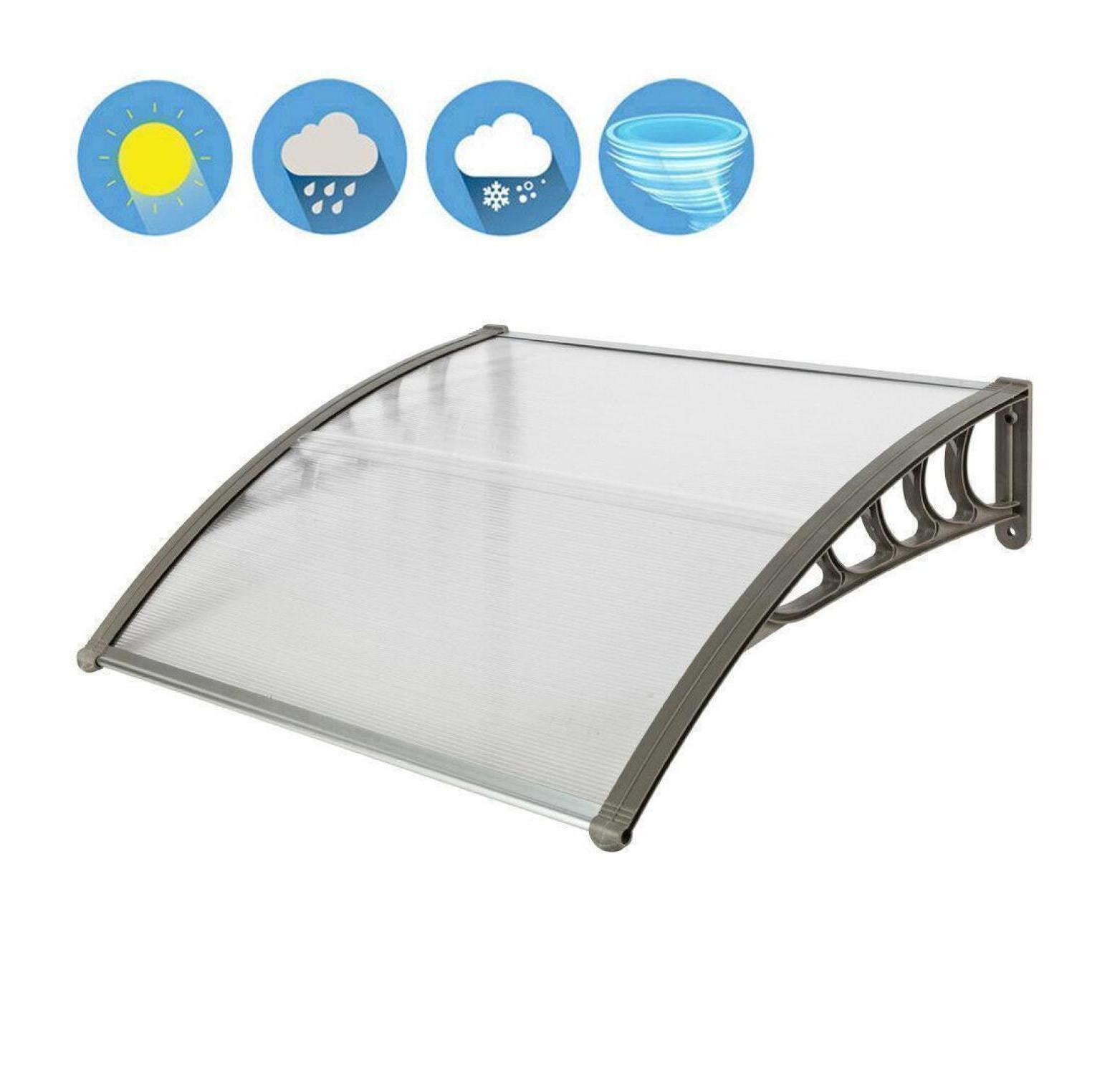 Clear Polycarbonate Front Door Window Awning with Aluminum Trim