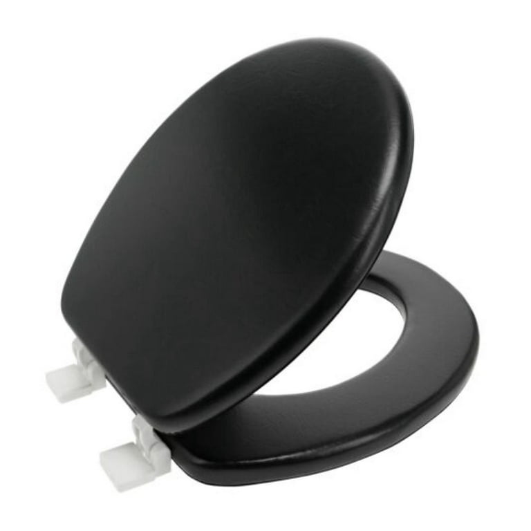 ZHOUJIA Black Soft Padded Toilet Seat Round Cushioned Standard Cover Premium Comfort