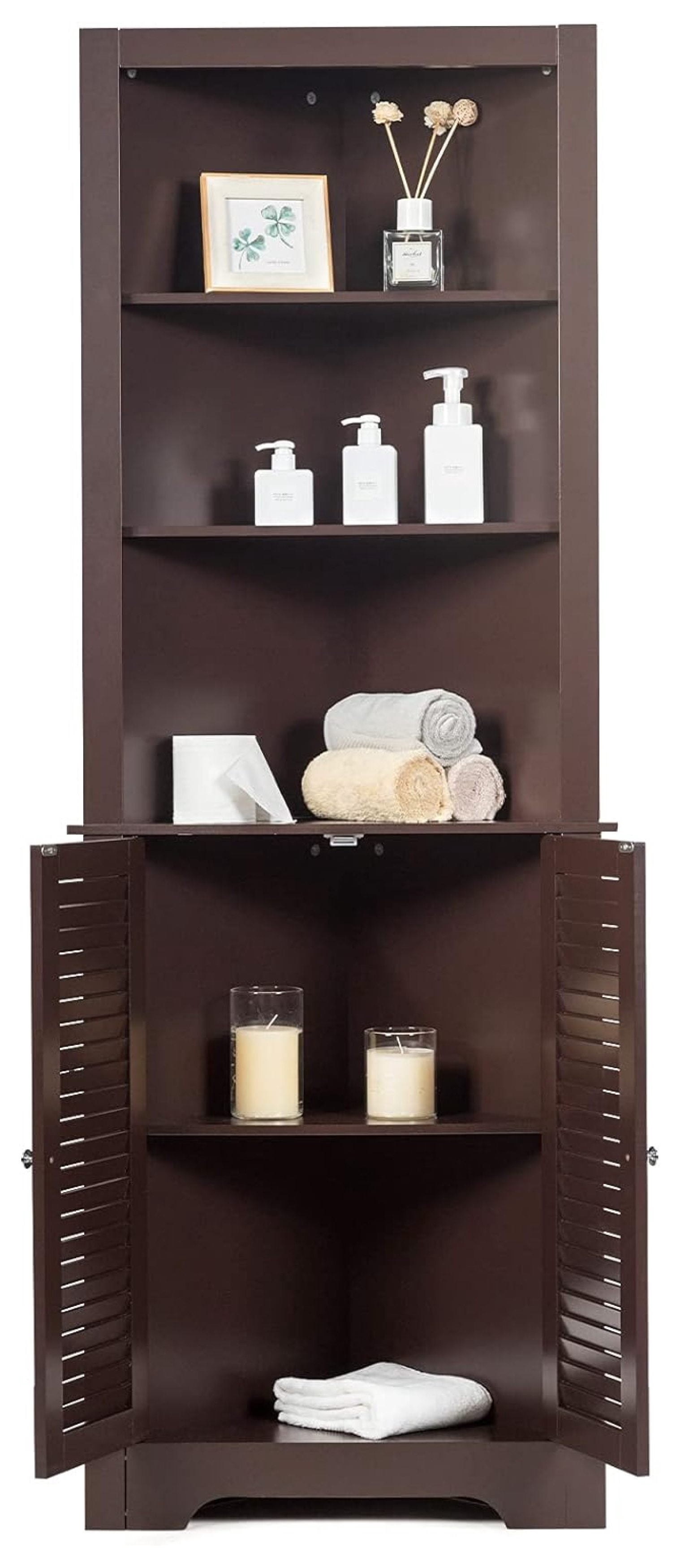ZHOUJIA Corner Storage Cabinet, Corner Hutch Cabinet with Shutter Doors ...