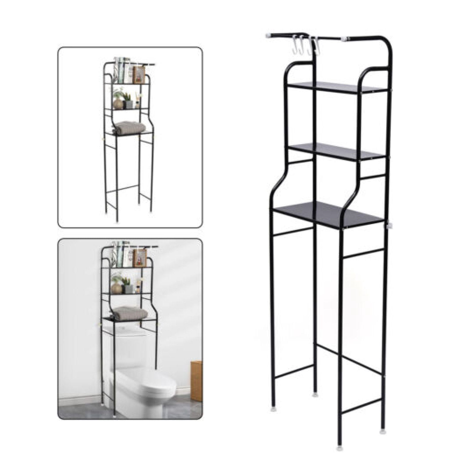 ZHOUJIA Over The Toilet 4-Tier Metal Bathroom Shelf Space Saver ...