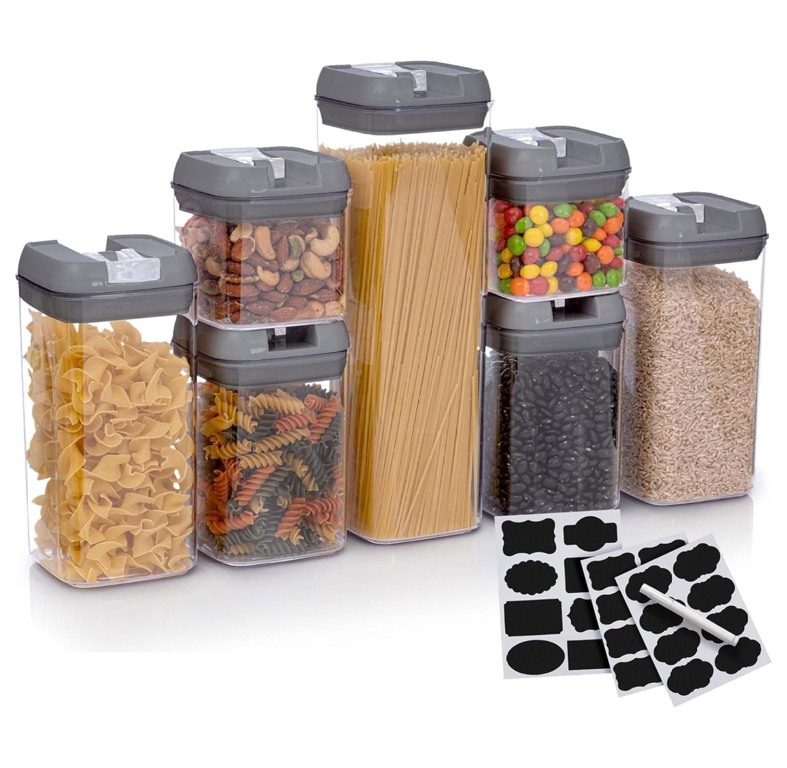 Gray BPA-Free 7-Piece Airtight Food Storage Container Set