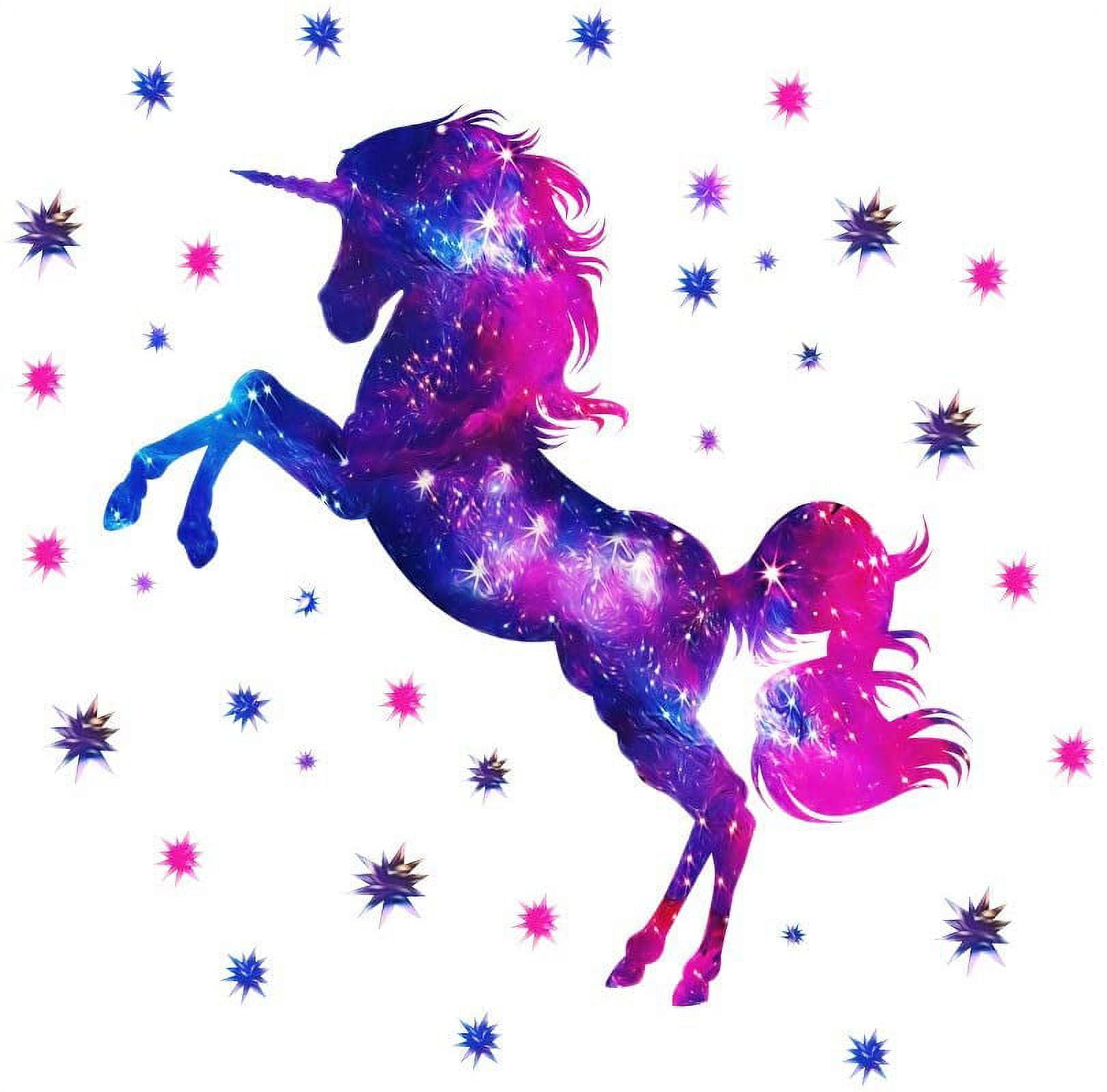 ZHOUY Colorful Galaxy Unicorn and Stars 3D Wall Stickers , Removable