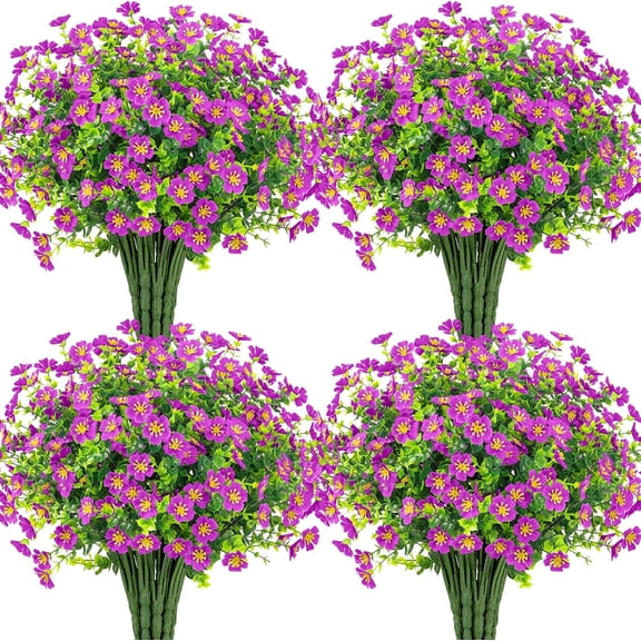 ZHOUYIYI 24 Bundles Artificial Fall Flowers for Decorations, Fake Mums Faux Silk Flowers Fake Plants for Garden Porch Window Box Planter Home Farmhouse Autumn Harvest Thanksgiving Decor, Orange