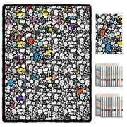 ZHOYIMIMI Coloring Blanket for Kids & Adults, 50" x 60", 24 Markers, Fun Creative Set for Everyday Use & Home Decor