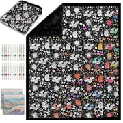 ZHOYIMIMI Diy Coloring Blanket with 24 Markers,50" x 60" Soft Cozy Bedroom Decor Blankets for Gifts & Holidays Flower