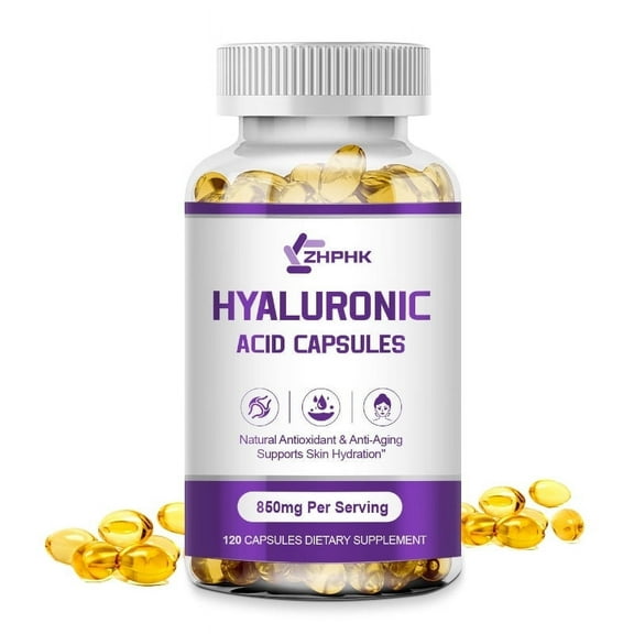 ZHPHK Hyaluronic Acid Capsules 850mg Double Strength Skin Hydration, Joint Lubrication, Hair & Nails Support