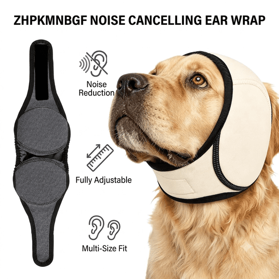 ZHPKMNBGF Noise Cancelling Ear Wrap, Dog Ear Muffs Noise Protection Firework Thunder Vacuum, Adjustable Dog Ear Protection Wrap for Dog Bathing Grooming Thunder Storm