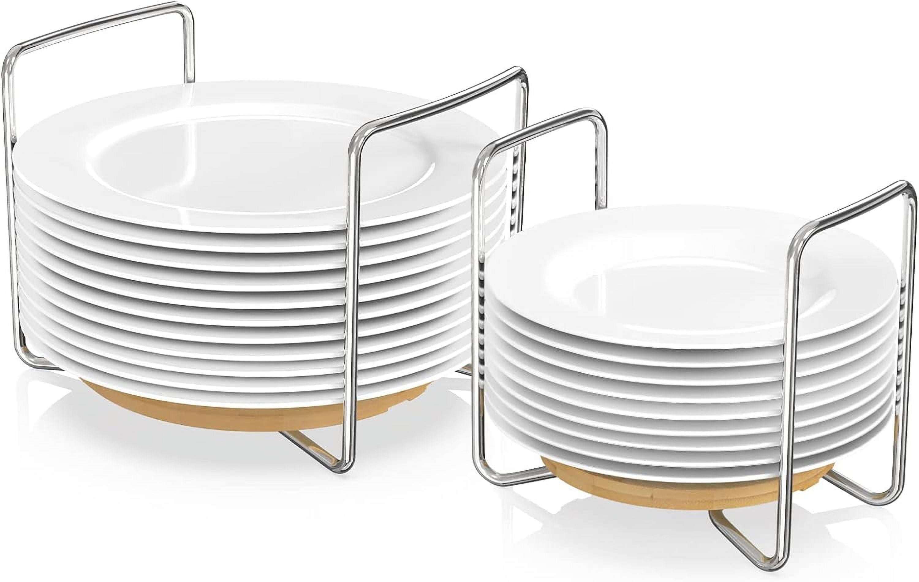 ZHQ Dish Racks for Kitchen Countertop Organizer - Bamboo Plate Holder ...