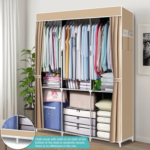 Havenhomer portable wardrobe closet,adult portable closet For bedroom home wardrobe clothing rack shelf dustproof non-woven fabric