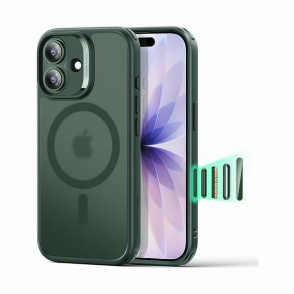 ZHU997 for iPhone 17 Case, Camera Control, Compatible with MagSafe, Shockproof Military-Grade Protection, Magnetic Phone Case for iPhone 17, Classic Hybrid Case, Frosted Green