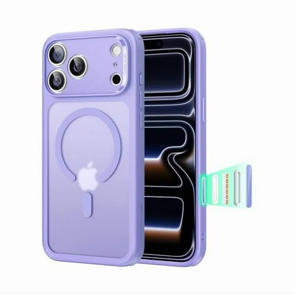 ZHU997 for iPhone 17 Pro Max Case, Camera Control, Compatible with MagSafe, Shockproof Military-Grade Protection, Magnetic Phone Case for iPhone 17 Pro Max, Classic Hybrid Case, Frosted Purple