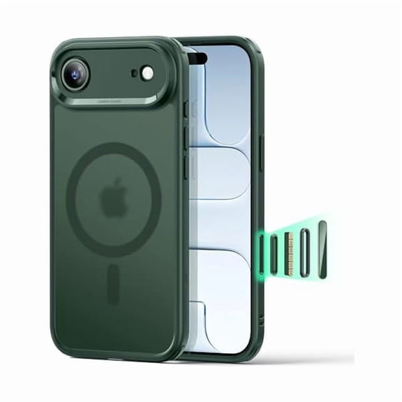 ZHU997 for iPhone Air Case, Camera Control, Compatible with MagSafe, Shockproof Military-Grade Protection, Magnetic Phone Case for iPhone 17 Air Case, Frosted Green