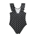 thumbnail image 1 of ZHUASHUM 1Piece Ruffles Swimwear Outfits Hollow Bikini Summer Girls Dot Print Ruffle Hem Swimsuitblack,Size11-12 Years, 1 of 9