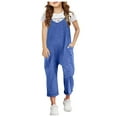 thumbnail image 1 of ZHUASHUM Baby Boy Clothes Casual Sleeveless Jumpsuits Spaghetti Strap Loose Overalls Rompers Long Pants With Pocket 1 Piece Overalls 8-9 Years Blue, 1 of 3