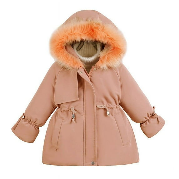 ZHUASHUM Baby Boys Girls Coats Kids Toddler Winter Warm Thick Long Sleeve Padded Hooded Clothes Jacket A 4-5 Years
