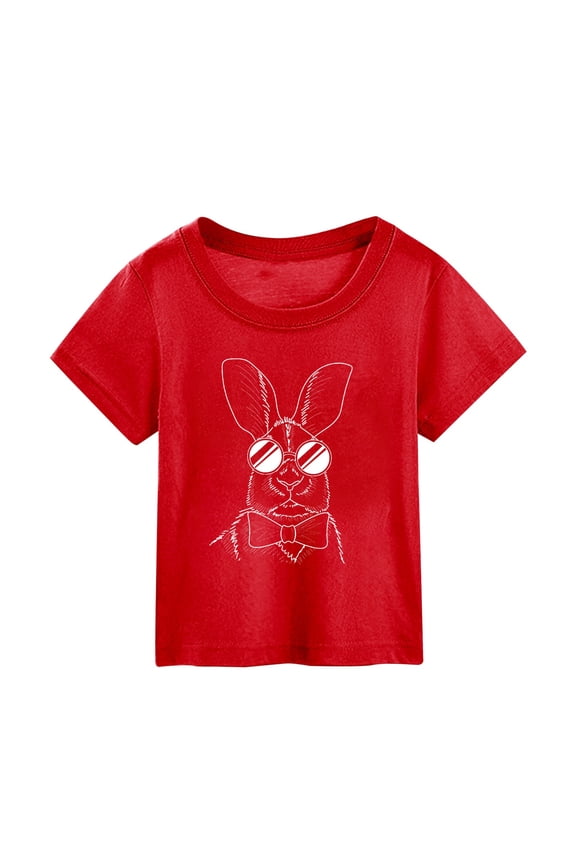 Baby Easter T Shirts For Boys Girls Toddler Summer Children'S Cartoon Bunny Print Short Sleeve Round Neckd T Shirt For And Rabbit Graphic Tees Tops Red 5-6 Years