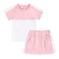 thumbnail image 1 of ZHUASHUM Baby Girl Outfits New Color Collision Short-Sleeved Lapel T-Shirt Sweatpants Cute Girl Clothes Set Pink 9-10 Years, 1 of 2