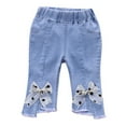 thumbnail image 1 of ZHUASHUM Baby Girl'S Pants Summer Straight Leg Floral Prints Trousers Relax Fit Denim Jeans Sweartpants Daily Wear White 18-24 Months, 1 of 7