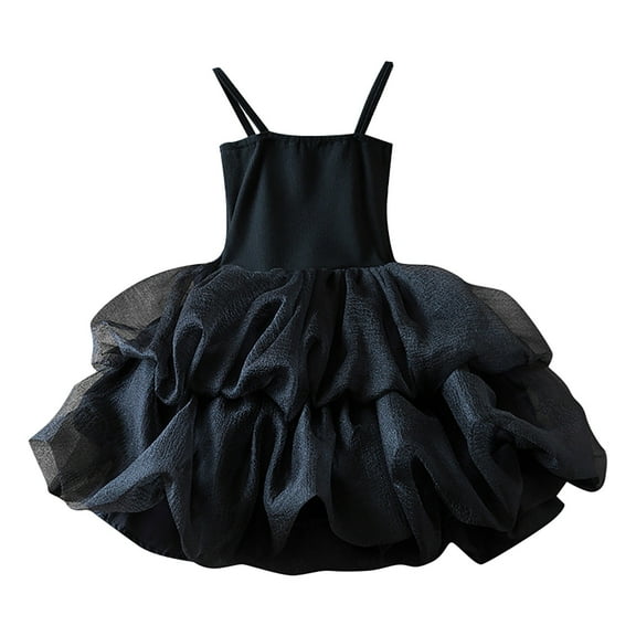 ZHUASHUM Baby Girls Tutu Dress Sleeveless Toddler Kids Sundress Tulle Bubble Dress Casual Party Princess Dresses Black 4-5 Years